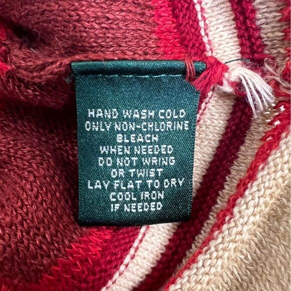 LAUREN By Ralph Lauren Linen Blend Striped Tan Red Sleeveless Top - Picture 6 of 11